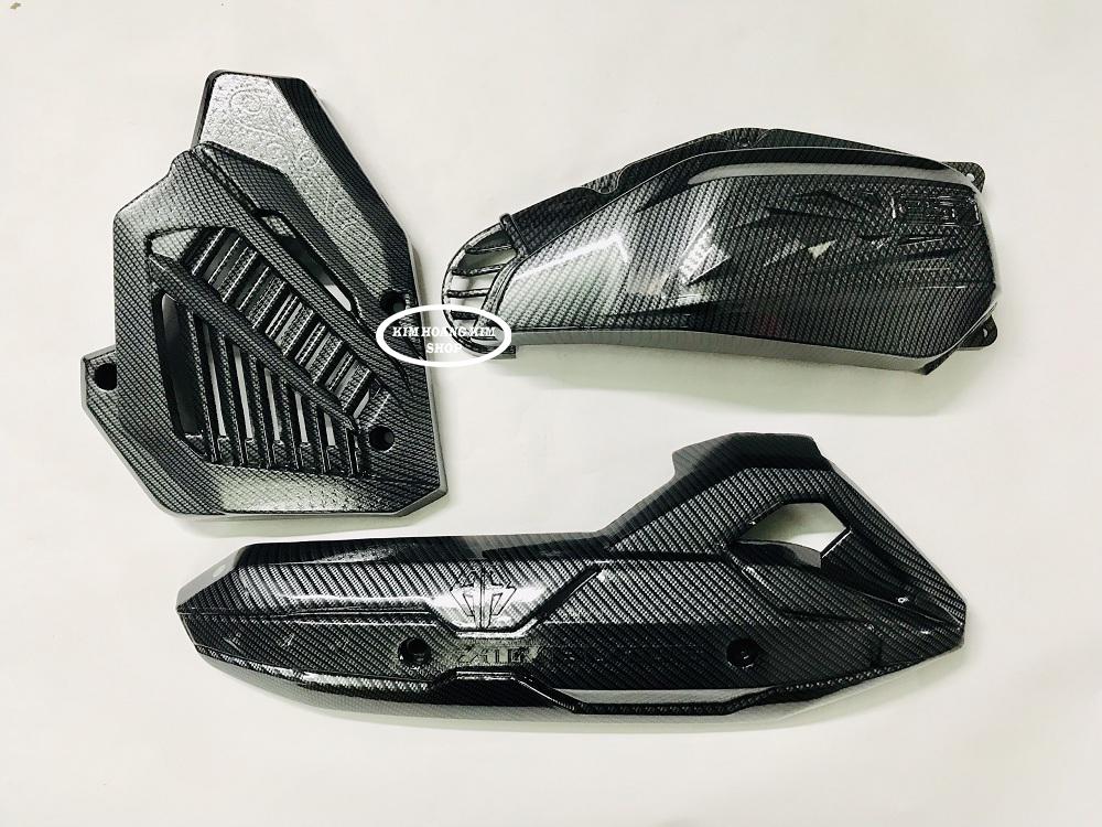Bộ 3 món Ốp Pô,Pô E,Két nước màu Carbon dành cho xe Airblade đời 2016 2019