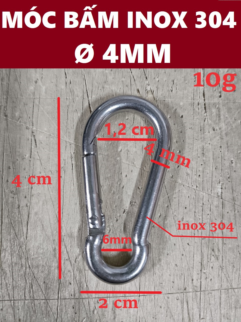Móc xích bấm inox 304