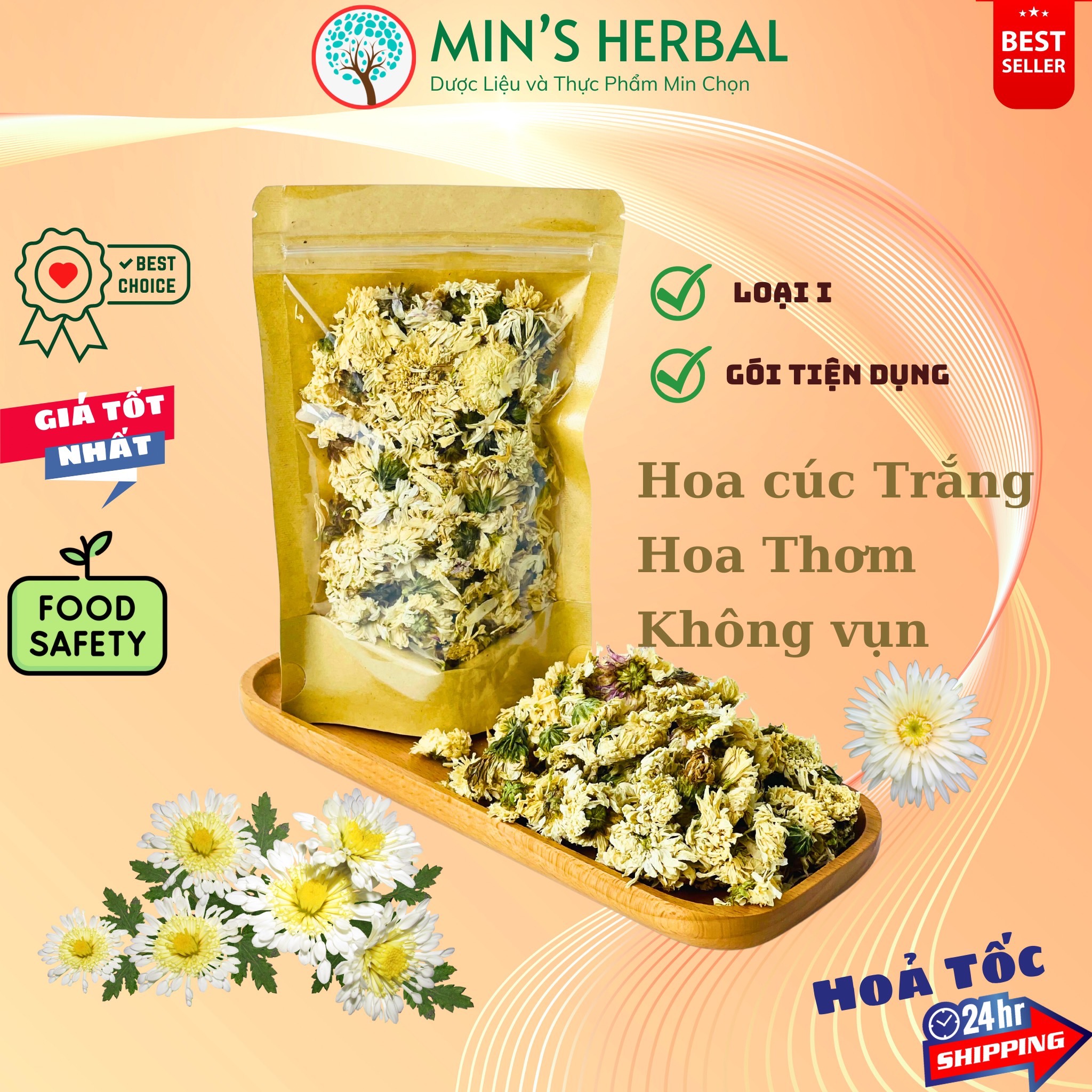 Trà Hoa cúc trắng Bạch cúc Thanh nhiệt Giải độc Mát gan túi 30g