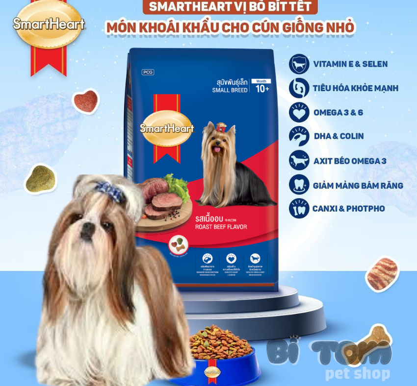 Thức ăn cho giống chó nhỏ Smartheart Small Breeds Roast Beef Flavor