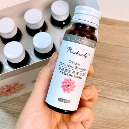 (Hộp 8 Chai) Nước Uống Collagen Rose Beauty Yến Tươi , Trắng Mịn Da , Chống Lão Hóa , Tăng Cường Tiết Tố Nữ , Mờ Thâm Nám Rosebeauty