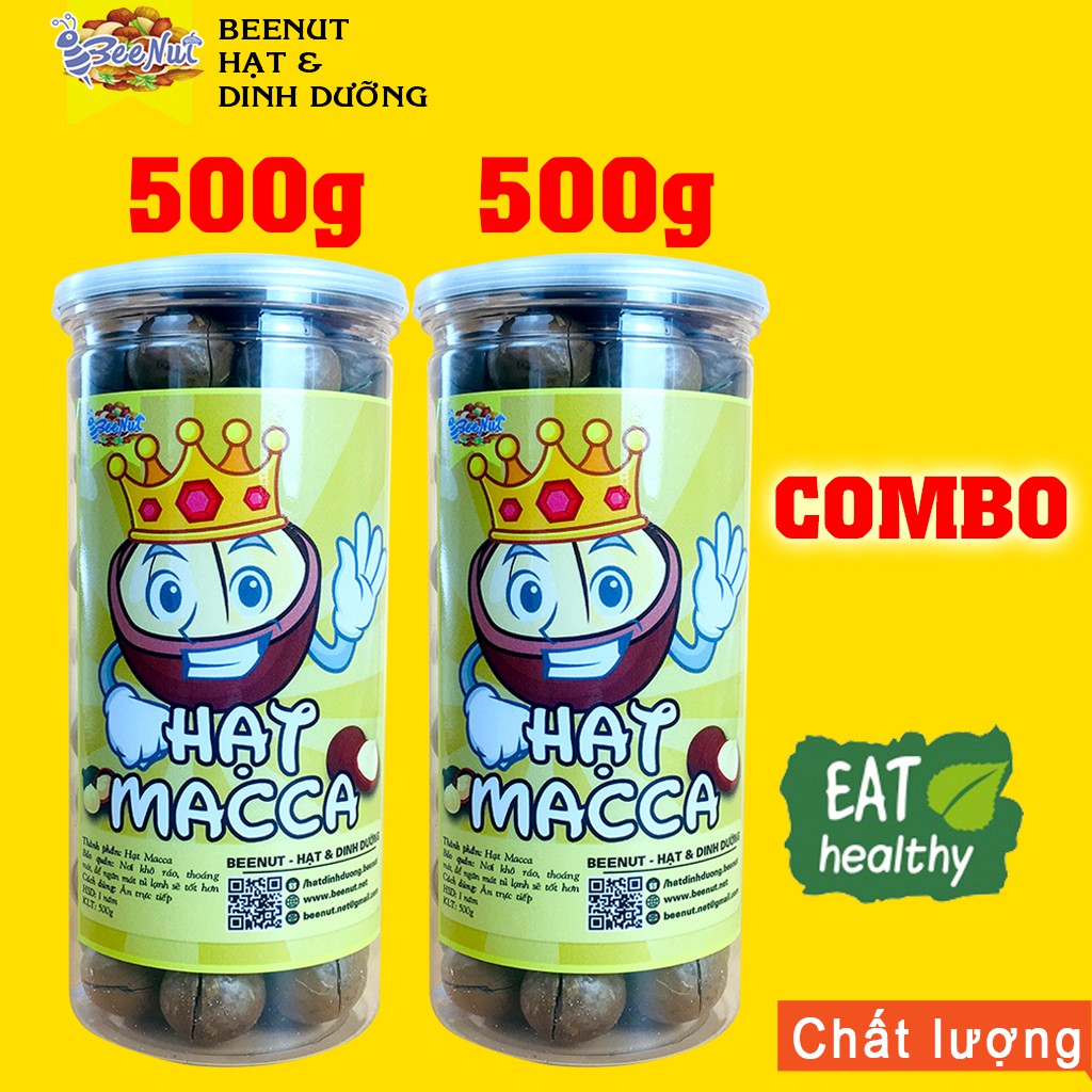 Hạt Macca Úc Nứt Vỏ (1Kg) (Combo 2 Phần 500G) (Có Tặng Dụng Cụ Tách Vỏ) Hạt To, Đều Hạt Dinh Dưỡng Beenut