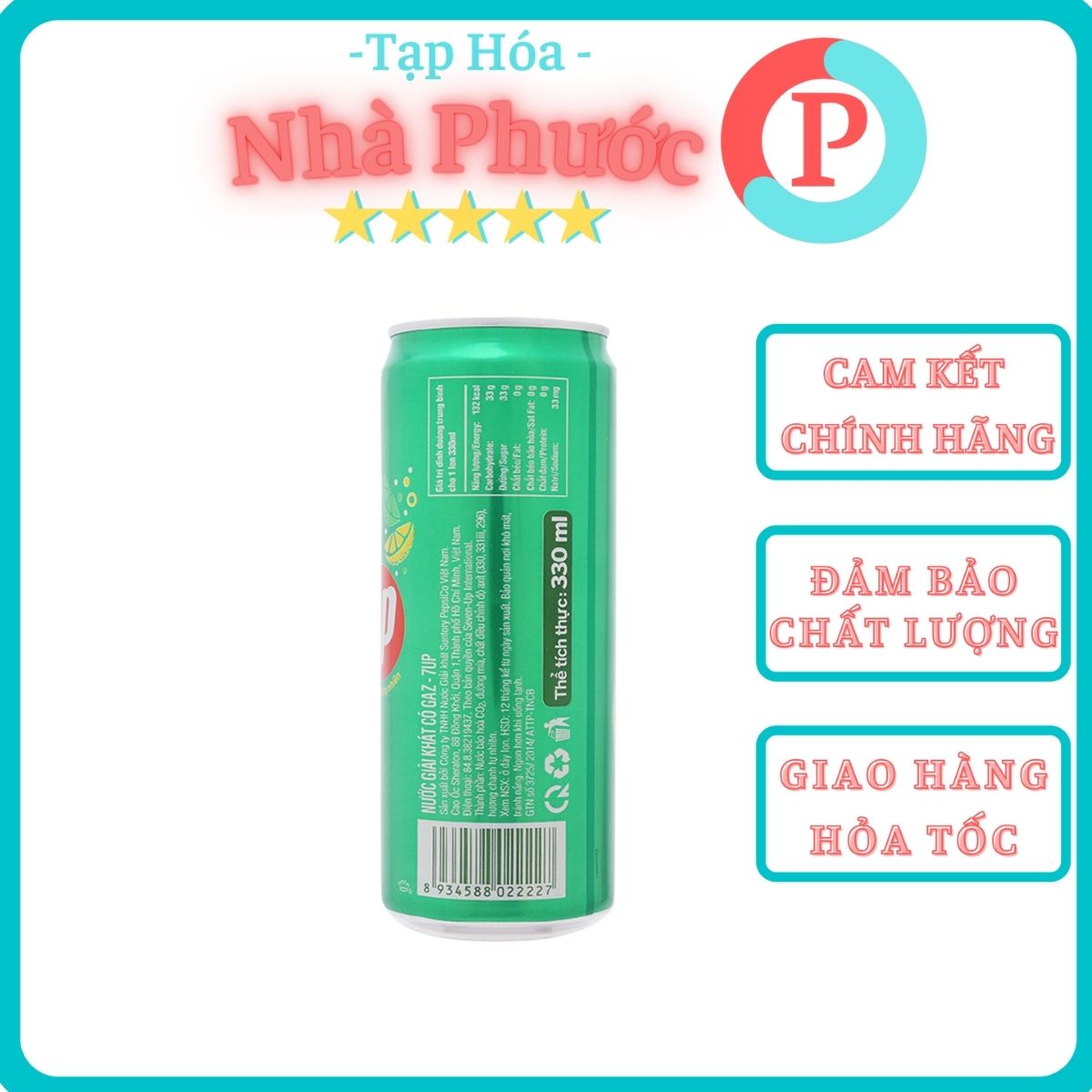 [FREESHIP] - Nước giải khát 7up ( lốc 6 lon x330ml) - Thật sự thanh mát.