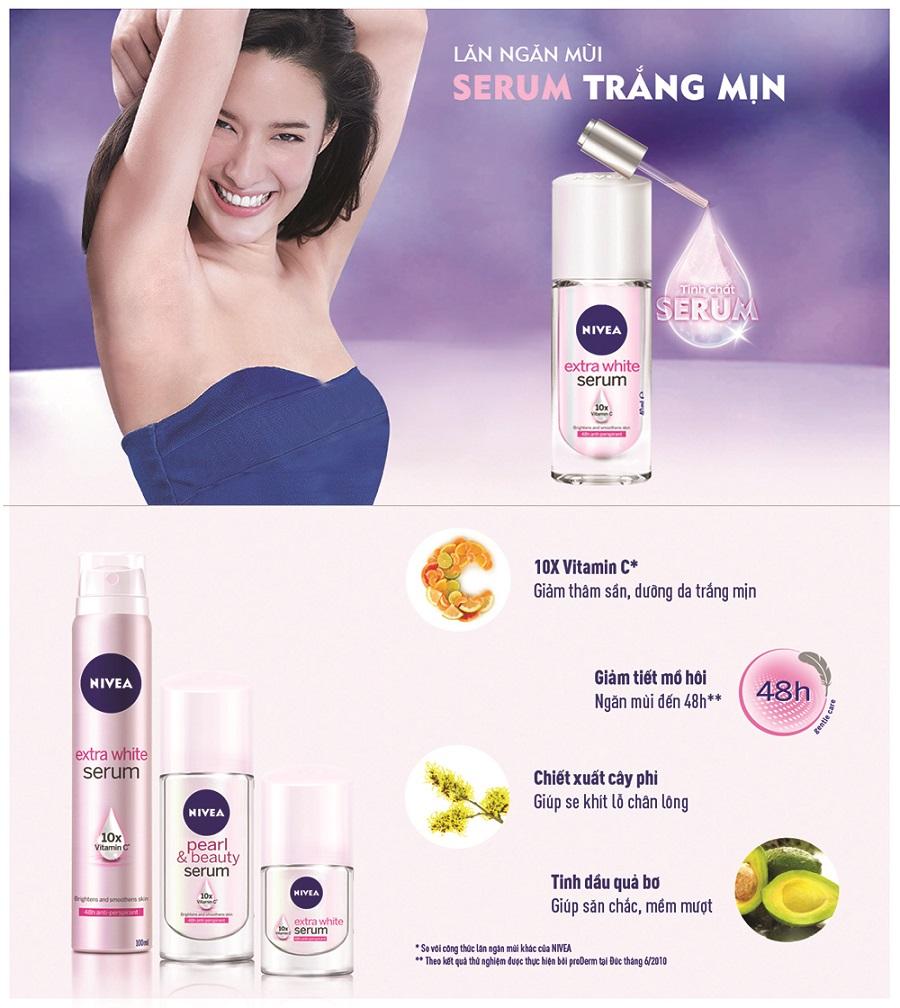 Lăn khử mùi Serum trắng mịn Nivea Extra White Serum (40ml)