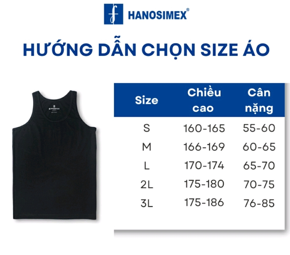 Áo ba lỗ chính hãng Hanosimex -