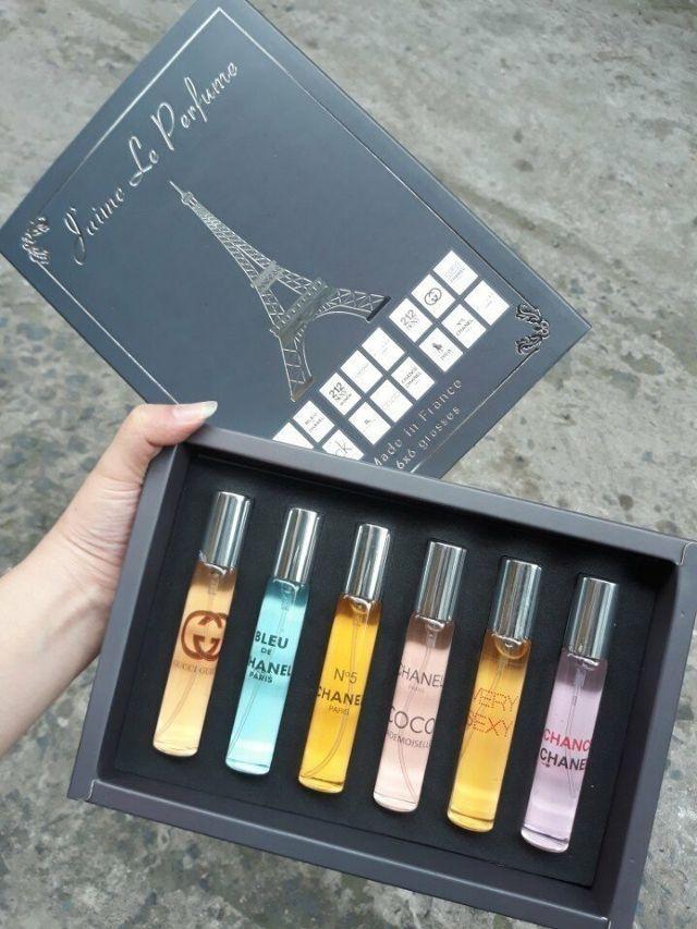 Bộ 6 chai nước Hoa Mini Nam Nữ của Pháp dạng lăn