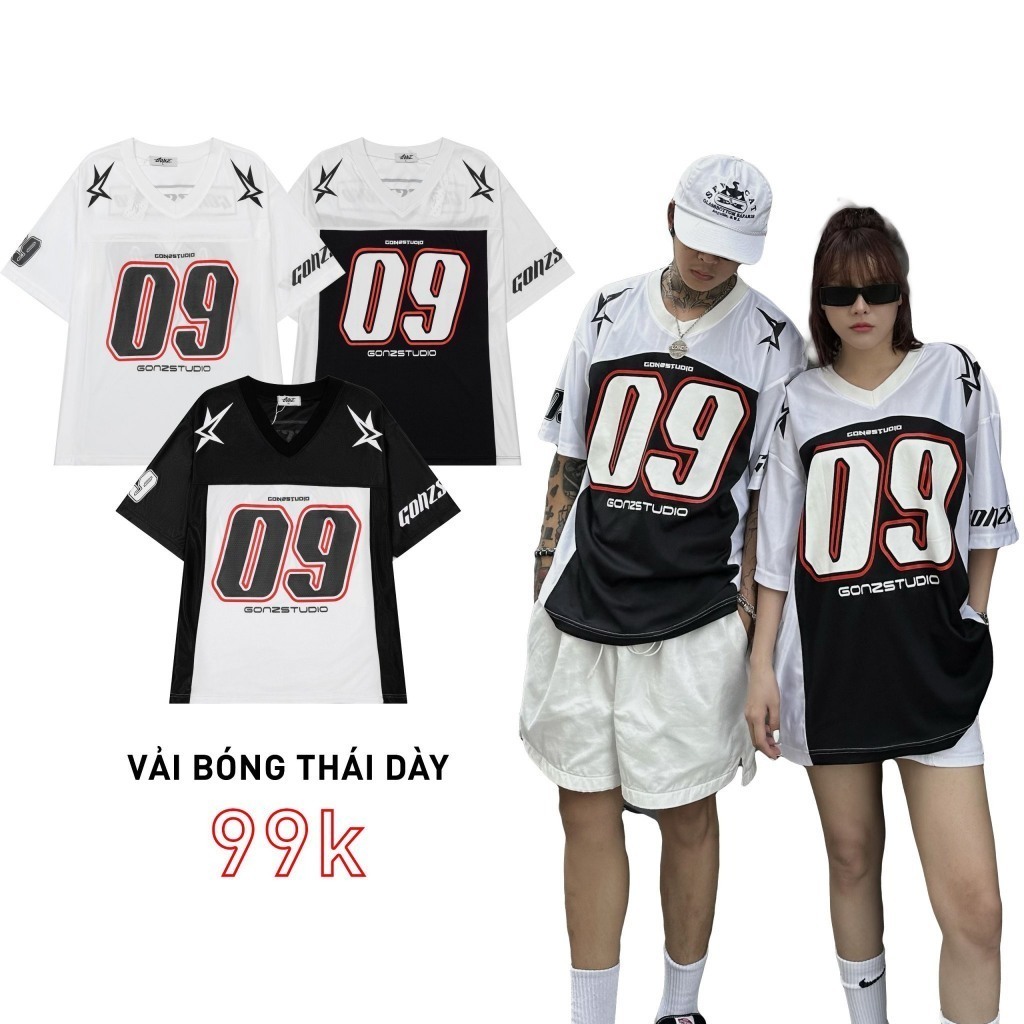 Áo Phông Cổ V Số 09 GONZSTUDIO Chất Liệu Cotton Form Rộng OverSize