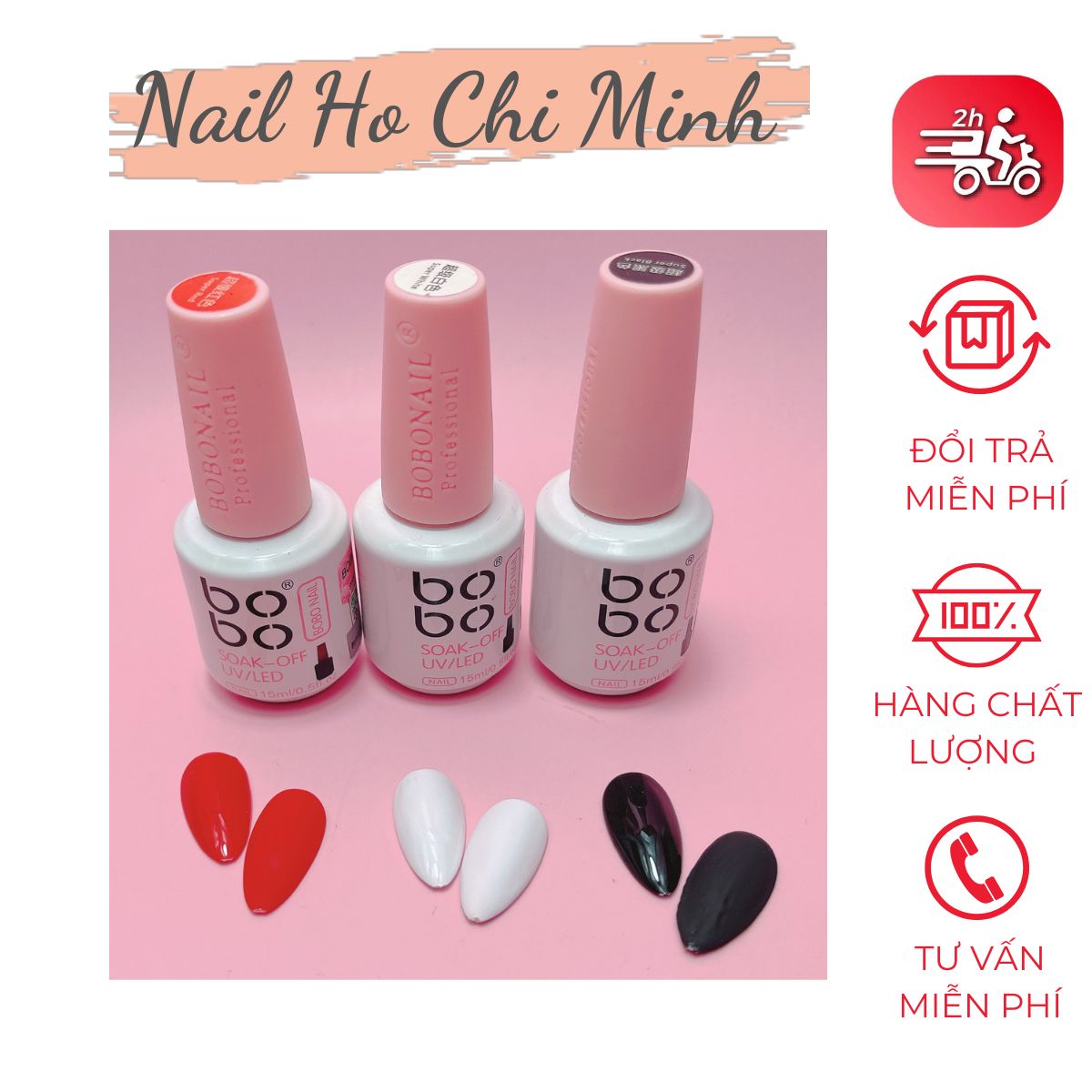 [HCM]Sơn Gel bobo Đen, Trắng và Đỏ - Chai 15ml