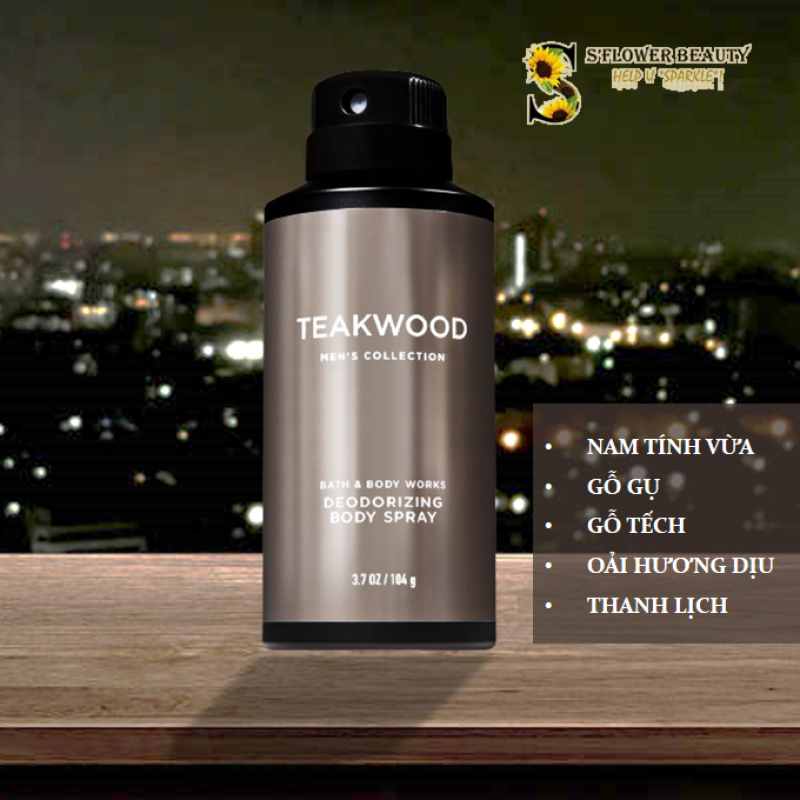 TEAKWOOD | BST FOR MEN | Xịt Thơm Toàn Thân Cho Nam Bath & Body Works Men’s Collection Body Spray (104g) cao cấp