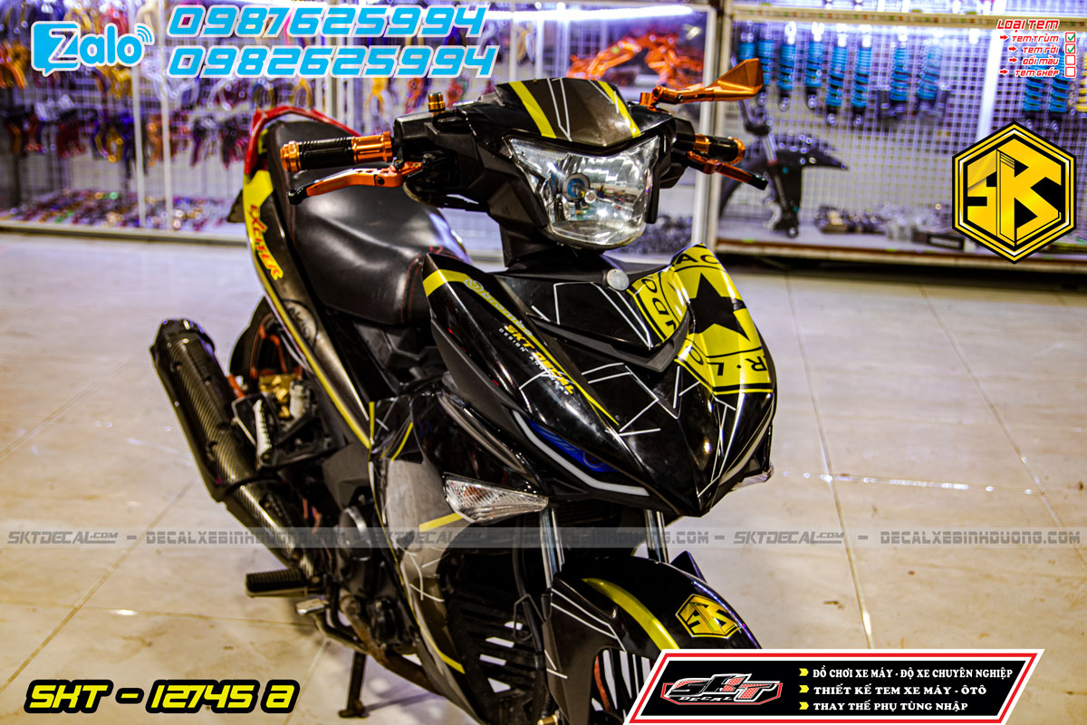 tem trùm exciter 150 vàng đen
