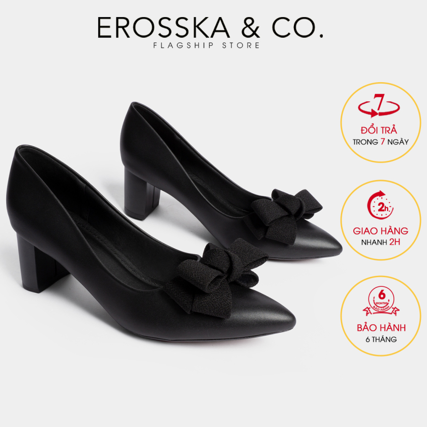 Giày cao gót Erosska thời trang mũi nhọn đính nơ điệu đà kiểu dáng cơ bản cao 5cm EP005 (BA) giá rẻ