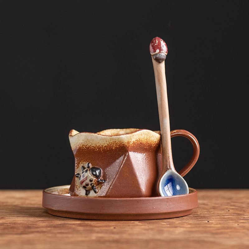 1 bộ cổ điển gốm cốc cà phê đặt Espresso ly sứ buổi chiều tách trà ăn sáng cốc sữa dễ thương Cốc gốm bán buôn