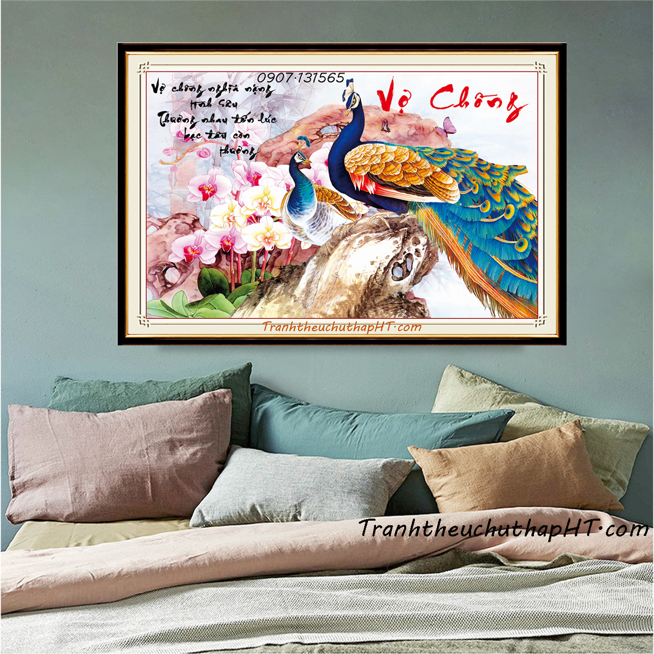 Tranh đính đá cao cấp vợ chồng thiên nga (tự làm)