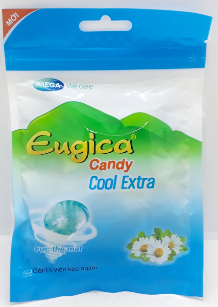 Kẹo ngậm viên ngậm bạc hà Eugica Candy Cool Extra (gói túi 15 viên)
