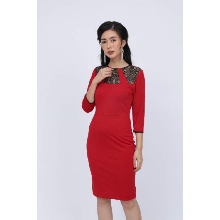 Đầm dài tay phối ren HeraDG - WDC18101