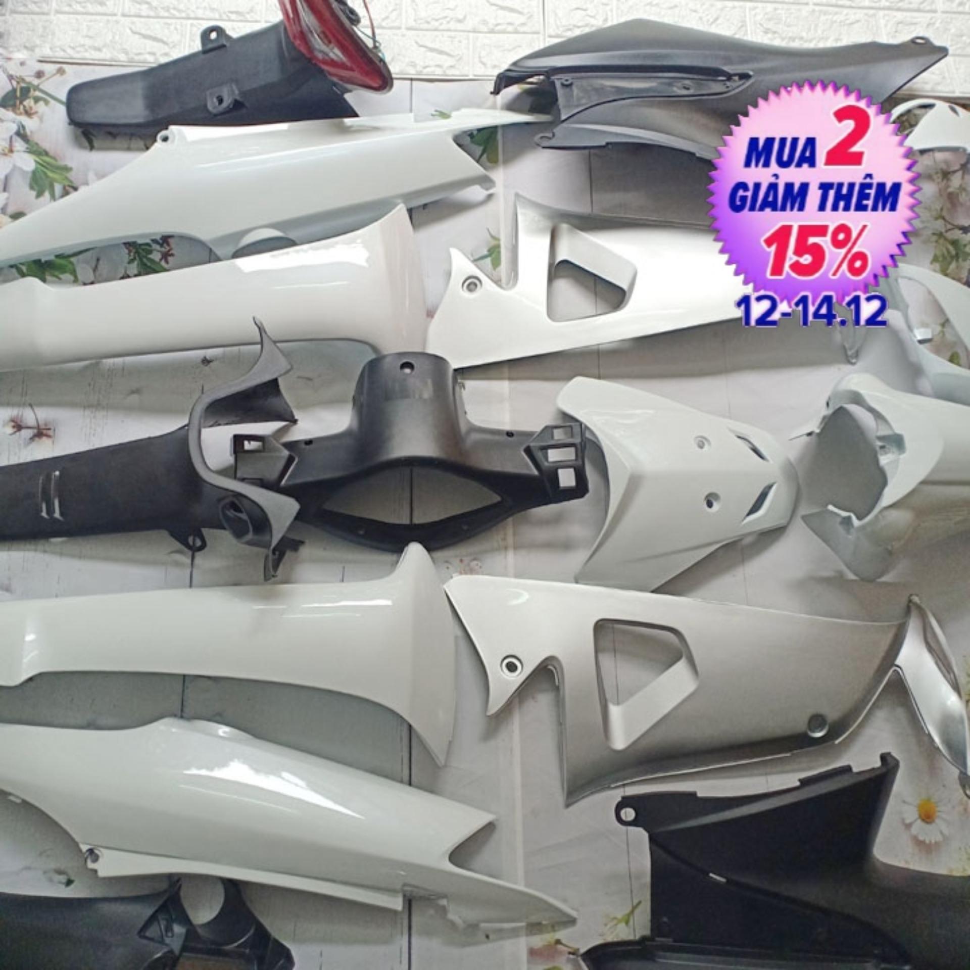 [TẶNG TEM] Dàn áo nhựa xe Wave Alpha , Wave RS , Wave S100 nhựa ABS nguyên sinh màu TRẮNG G529 - có TẶNG BỘ TEM XE cao cấp.