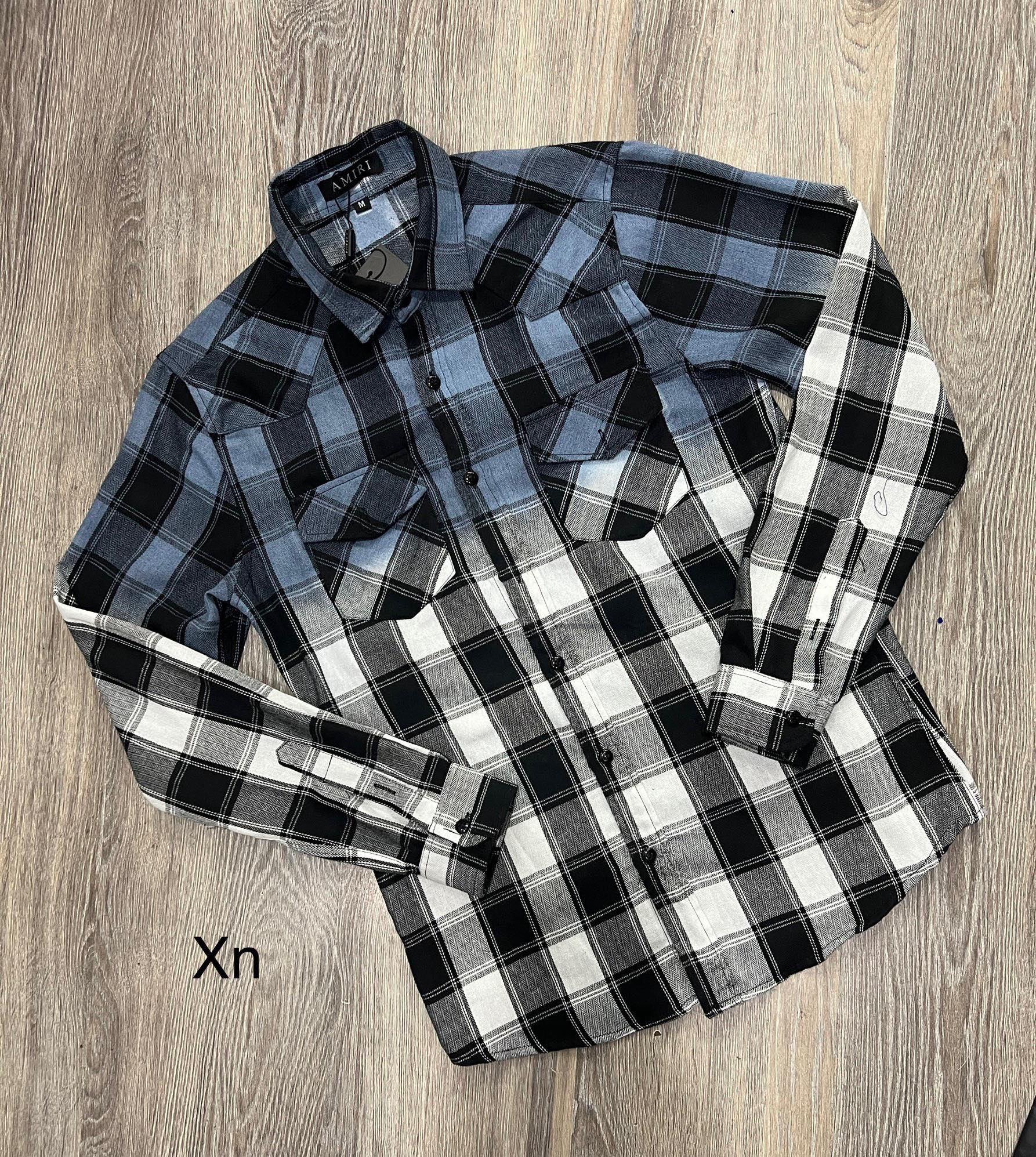 Men's long-sleeved multi-color checkered striped shirt the material of cotton does not fade sweat absorption