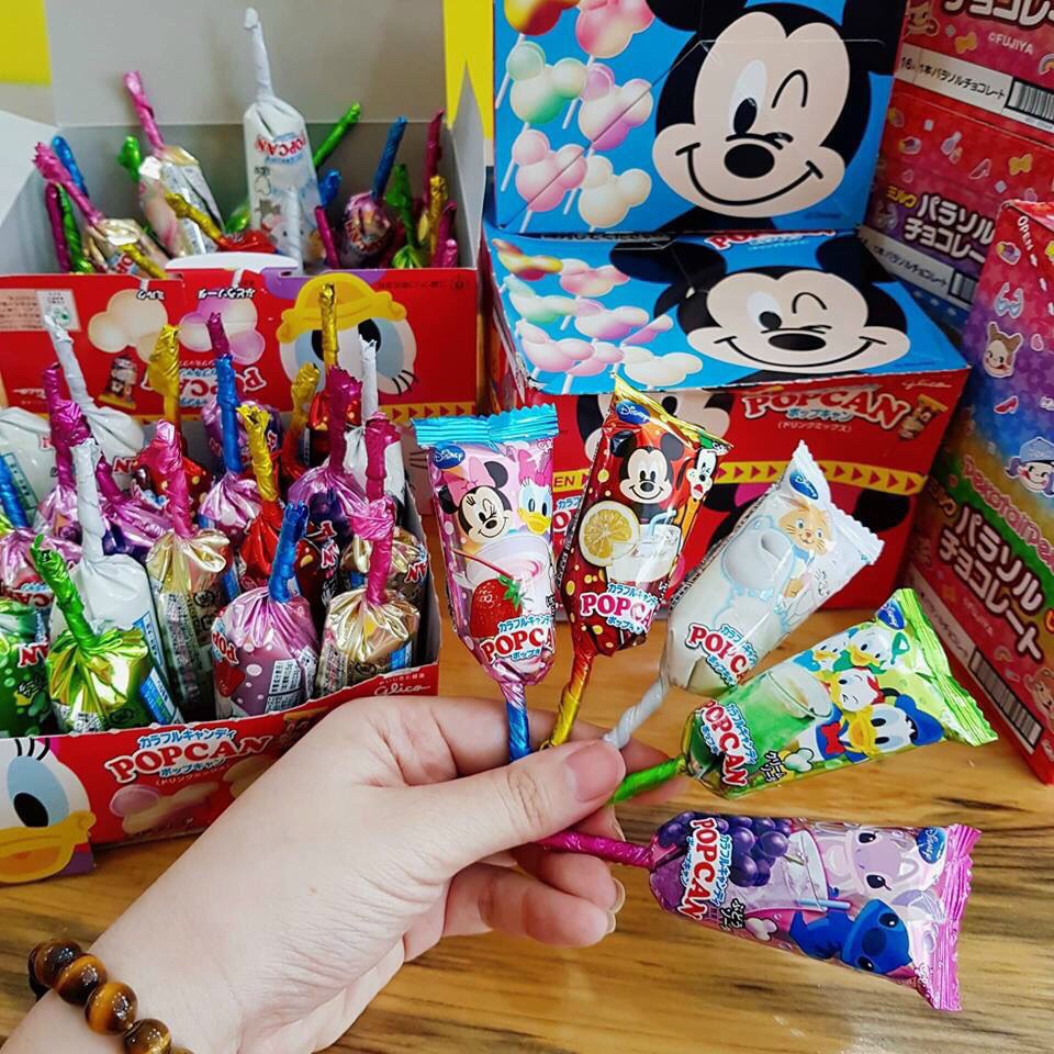 Set 10 chiếc Kẹo mút Glico Popcan Mickey Nhật Bản