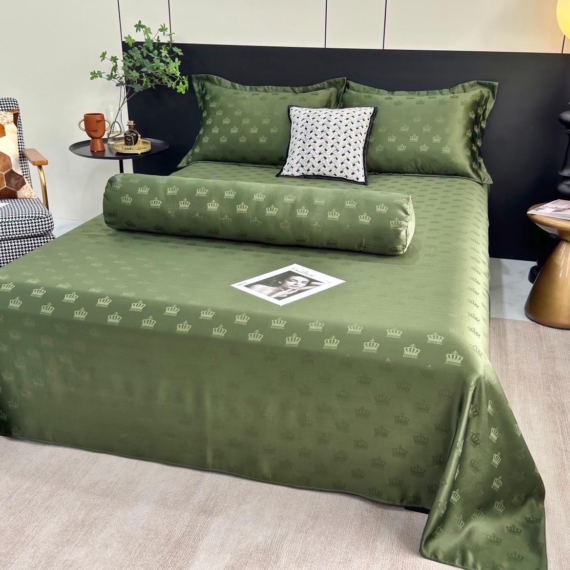 SET 3 MÓN VỎ GA GỐI PHI LỤA DỆT CHÌM CROWN SIÊU XINH FULL MÀU