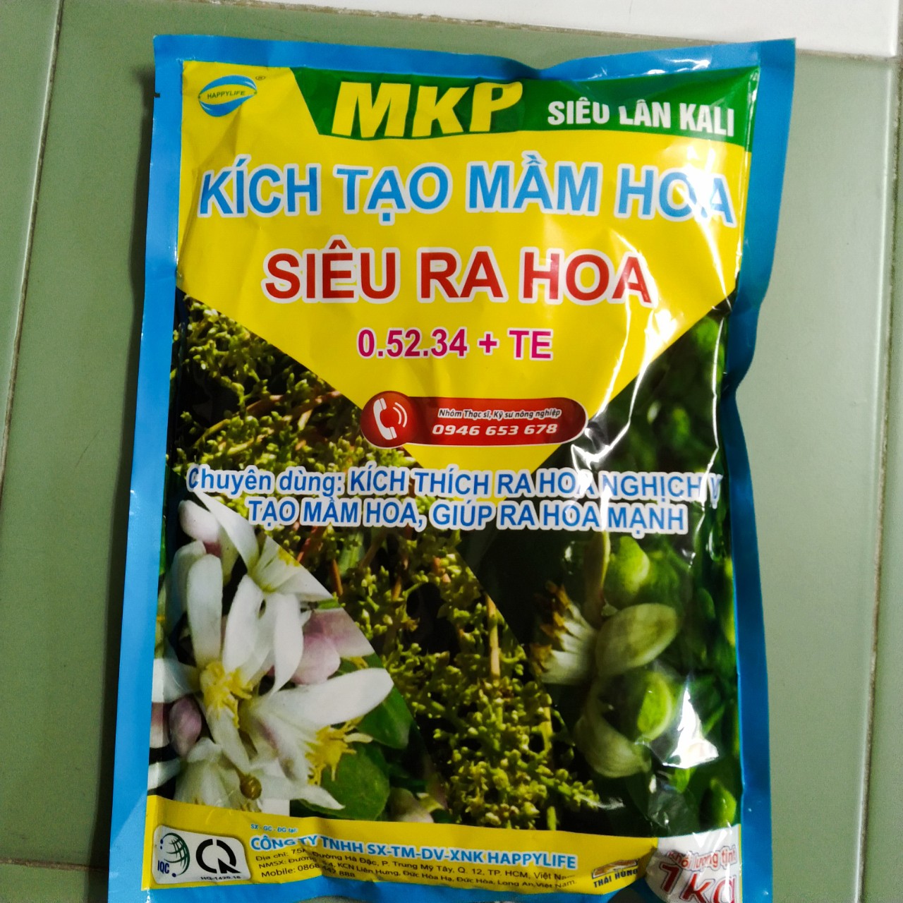 Phân bón mkp 0-52-34 gói 1kg giúp phân hóa mầm hoa