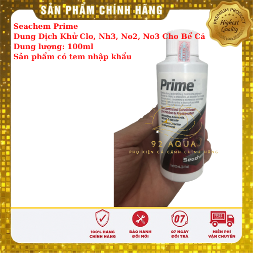 Seachem Prime 100ml - Dung dịch khử Clo, NH3, NO2, NO3 Cho Bể Cá
