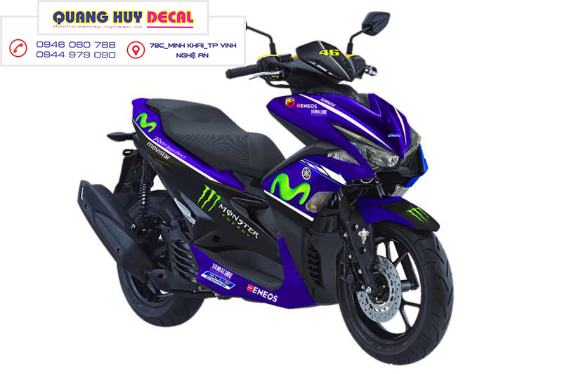 Tem trùm NVX xanh GP đen monster movistar - Độ dán team trùm decal xe máy NVX xanh GP đen monster movistar - Team trùm decal xe máy NVX rẻ đẹp và chất