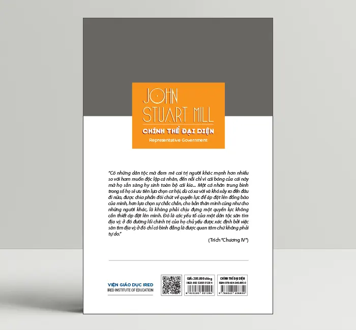 Sách - Chính Thể Đại Diện (Representative government) - John Stuart Mill - IRED Books