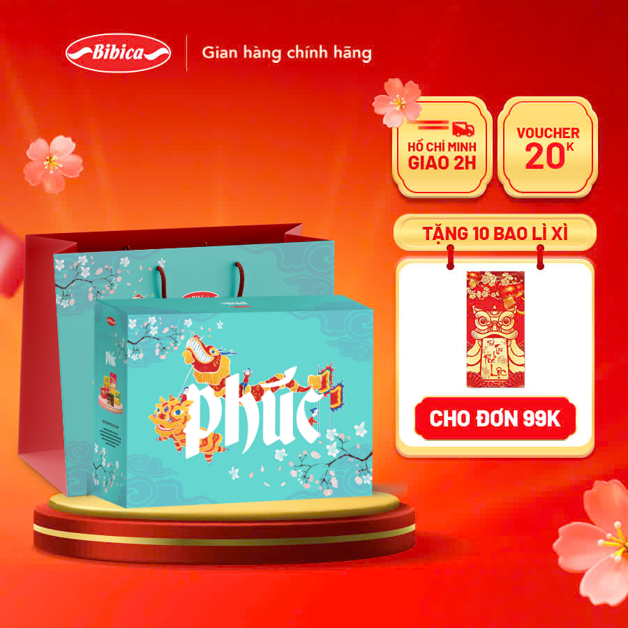 Hộp Quà Cao Cấp Phúc Bibica Phúc Hội Xuân, Phúc Én Vàng, Phúc Vinh Hoa (TET)