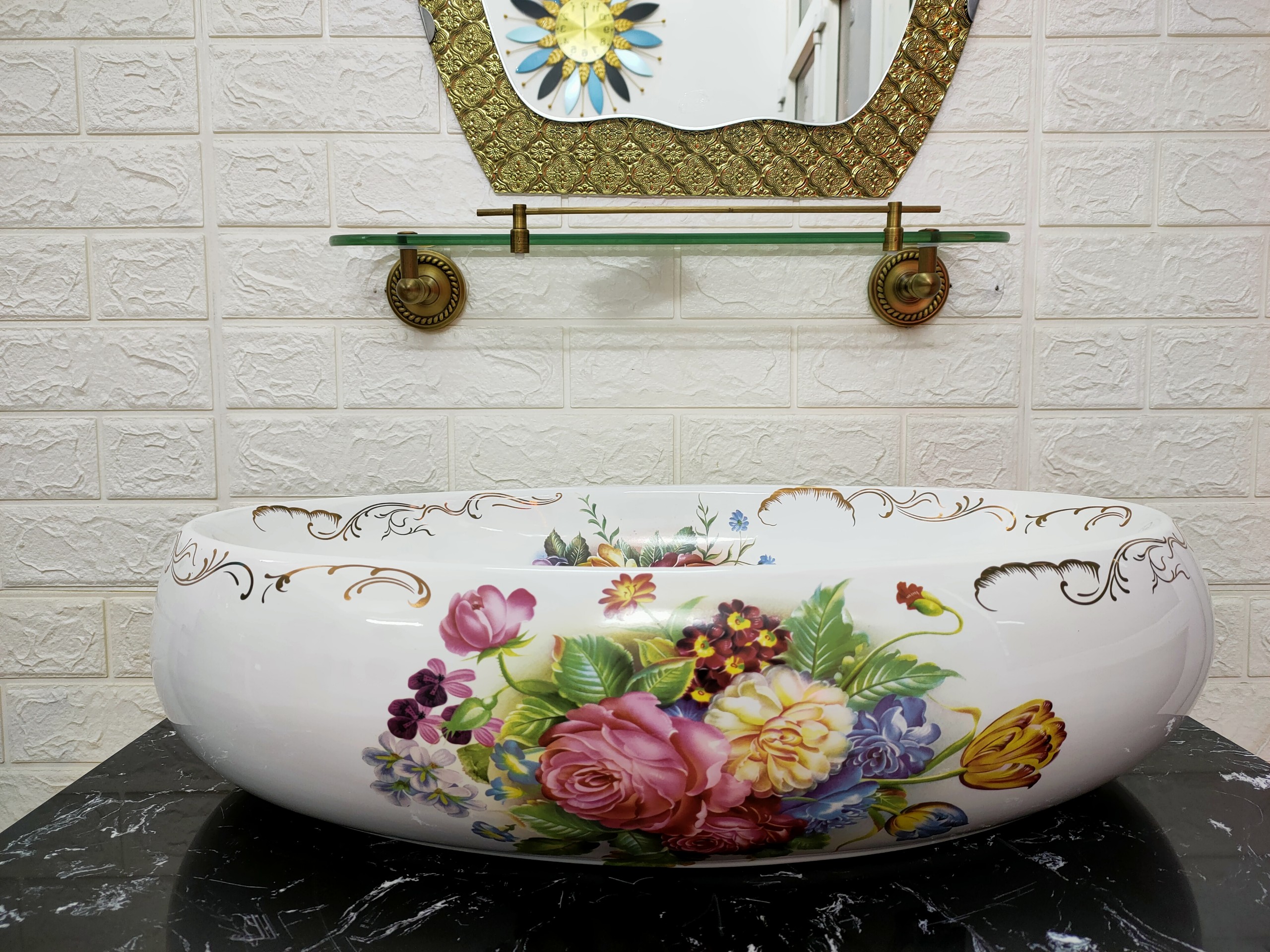 CHẬU LAVABO HOA HỒNG GROVES GC 065A