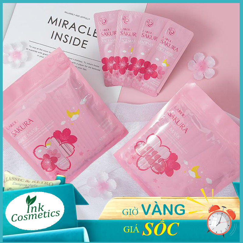 Mặt Nạ Ngủ Hoa Anh Đào Sakura Sleeping Face Mask Laikou (15 gói nhỏ) Tiện lợi đi du lịch