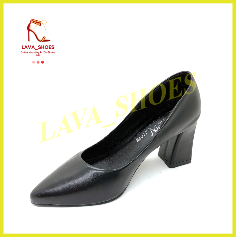 Giày cao gót vuông 7cm công sở da mờ - BM09 - kèm video ảnh thật
