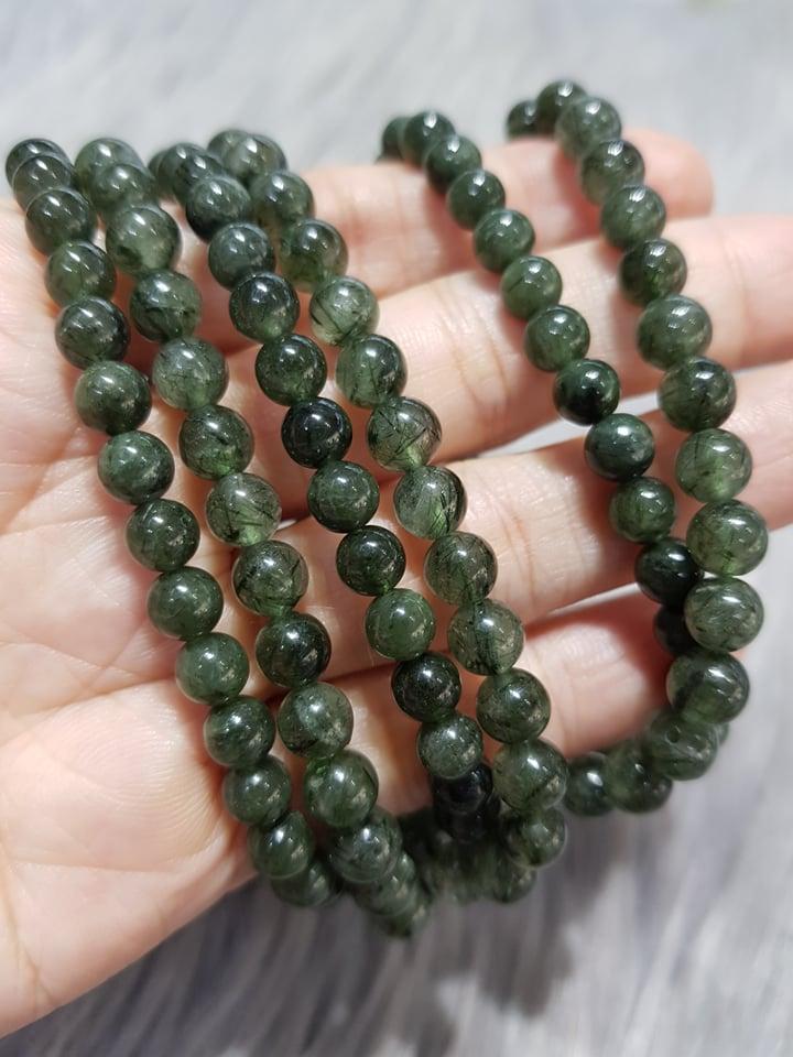 Vòng Đá Thạch Anh Tóc Xanh 6 Li Đeo Tay, Tràng Cổ
