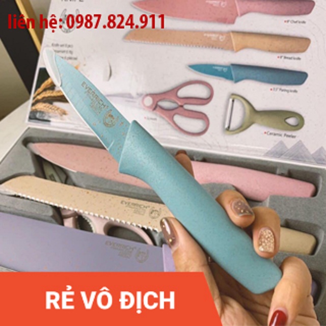 Bộ dao kéo 6 món kháng khuẩn EVERRICH (Thép không gỉ)