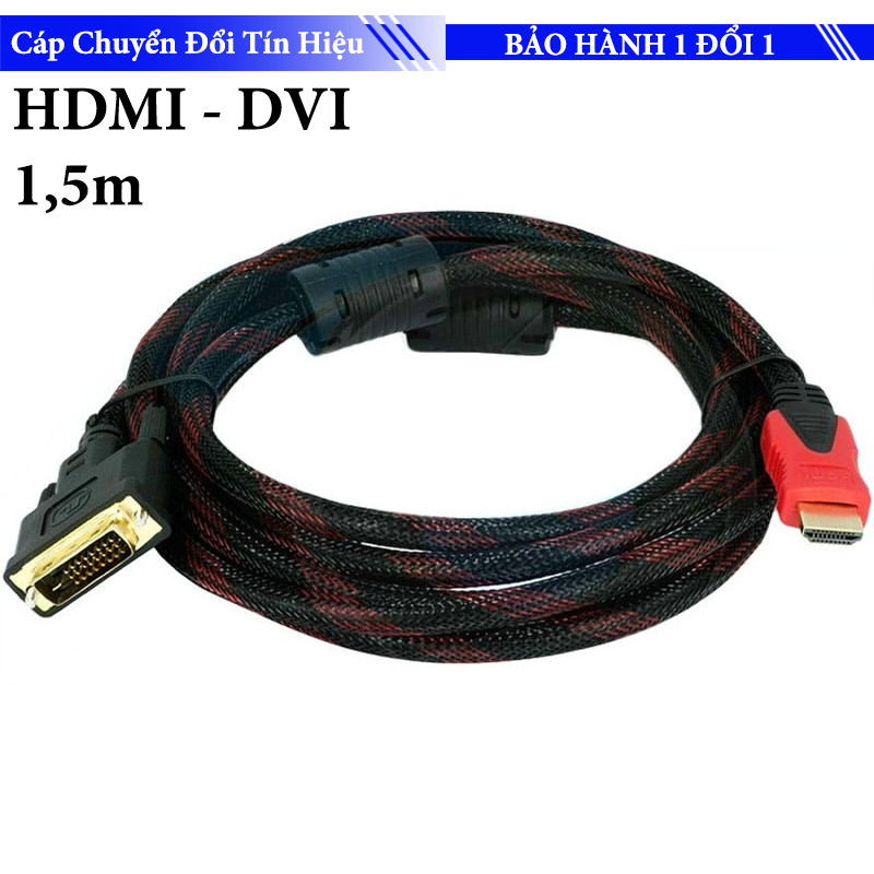 Cáp chuyển đổi tín hiệu HDMI ra DVI dài 1.5m - Đen Đỏ
