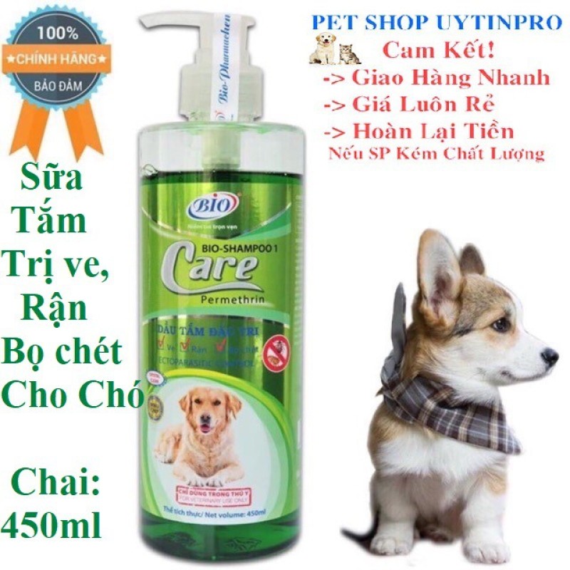SỮA TẮM BIO CARE TRỊ VE RẬN BỌ CHÉT CHO Chó Chai 450ml Xuất xứ Việt Nam