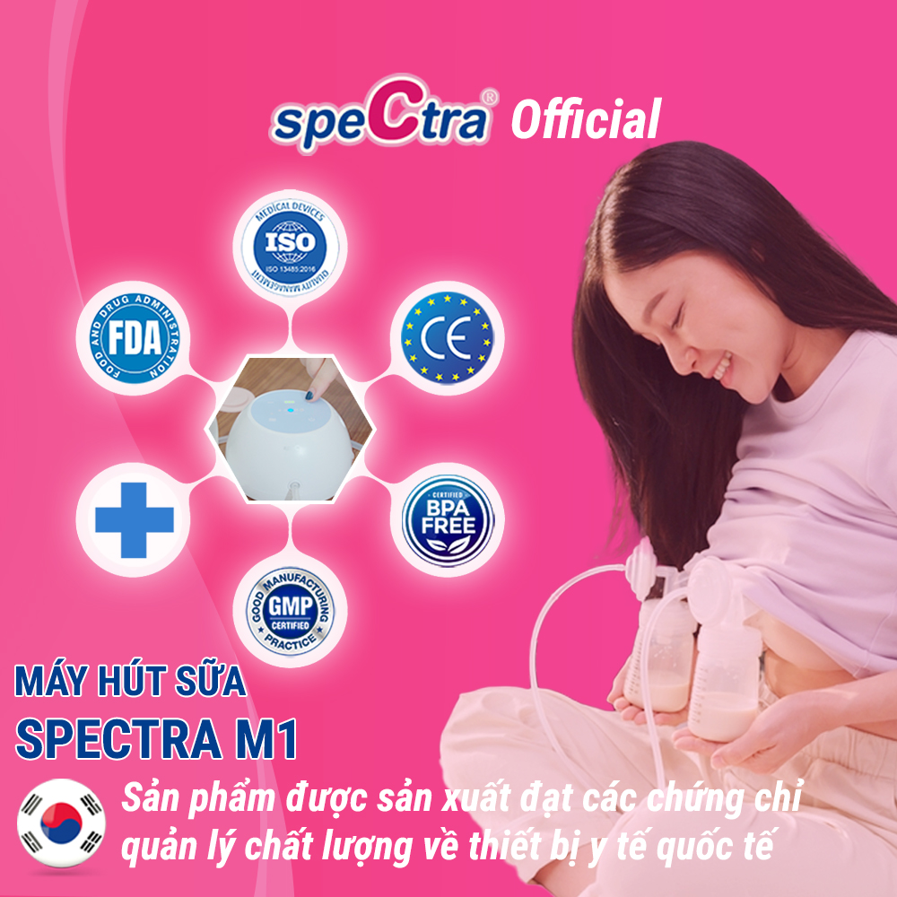 Máy Hút Sữa Điện Spectra M1 Chính Hãng Hàng Hàn Quốc – Có Pin sạc Tích Điện, Nhỏ Gọn, Êm Ái, BH 1 Năm