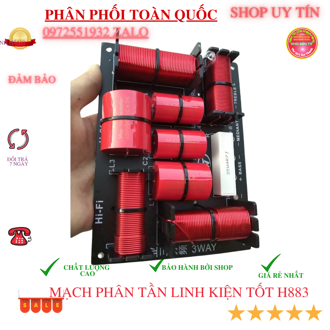 2 mạch phân tần 3 loa- 1bass 1trung 1treble dùng cho loa20.30.40 - gia 2 mạch
