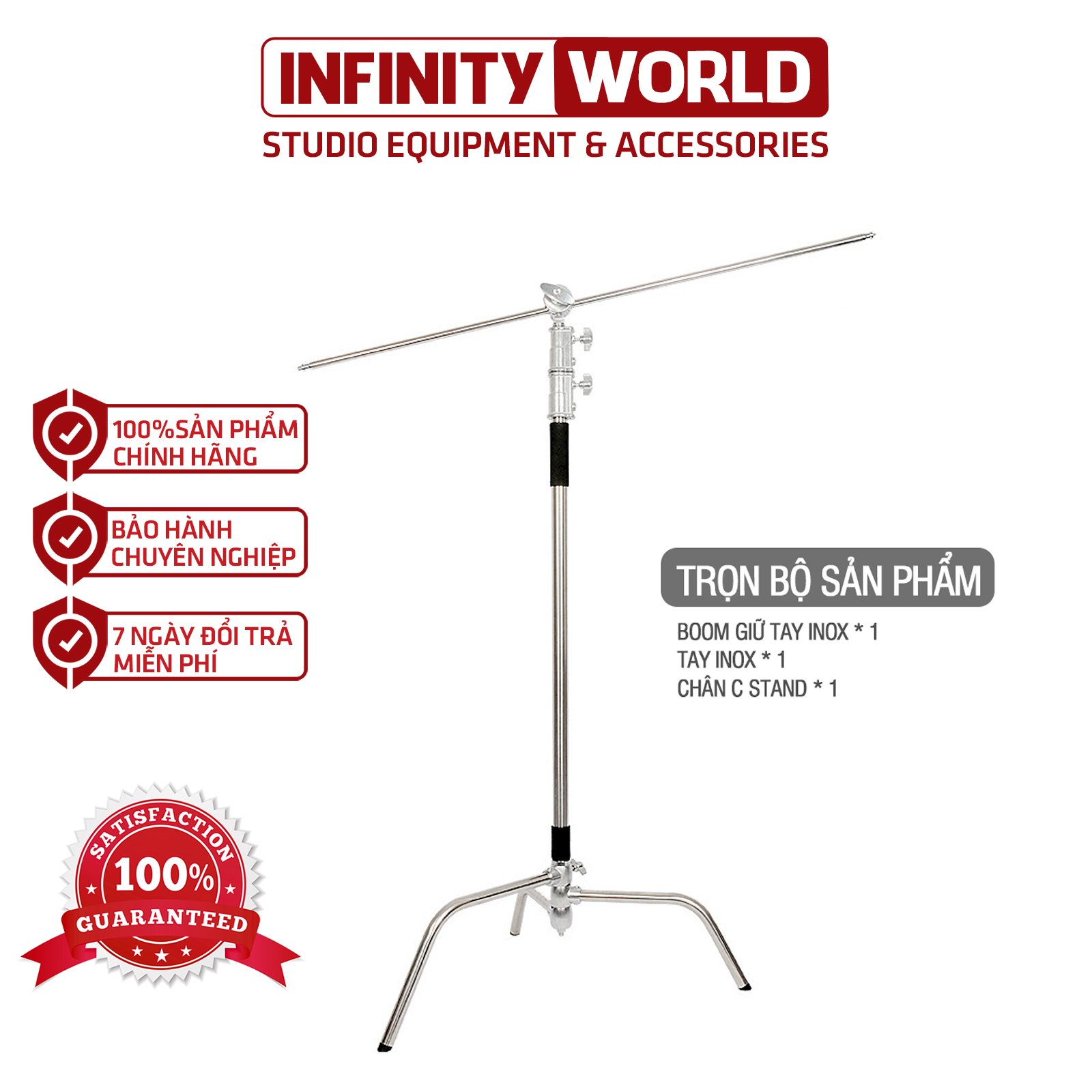 (330cm) Chân đèn C Stand kim loại & boom treo đèn cao cấp, tải trọng cao (20Kg)
