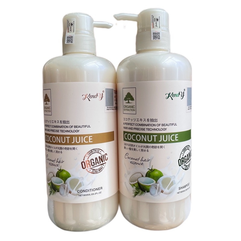 Dầu gội xả dừa tươi cao cấp Coconut Juice KENDY 800mlx2