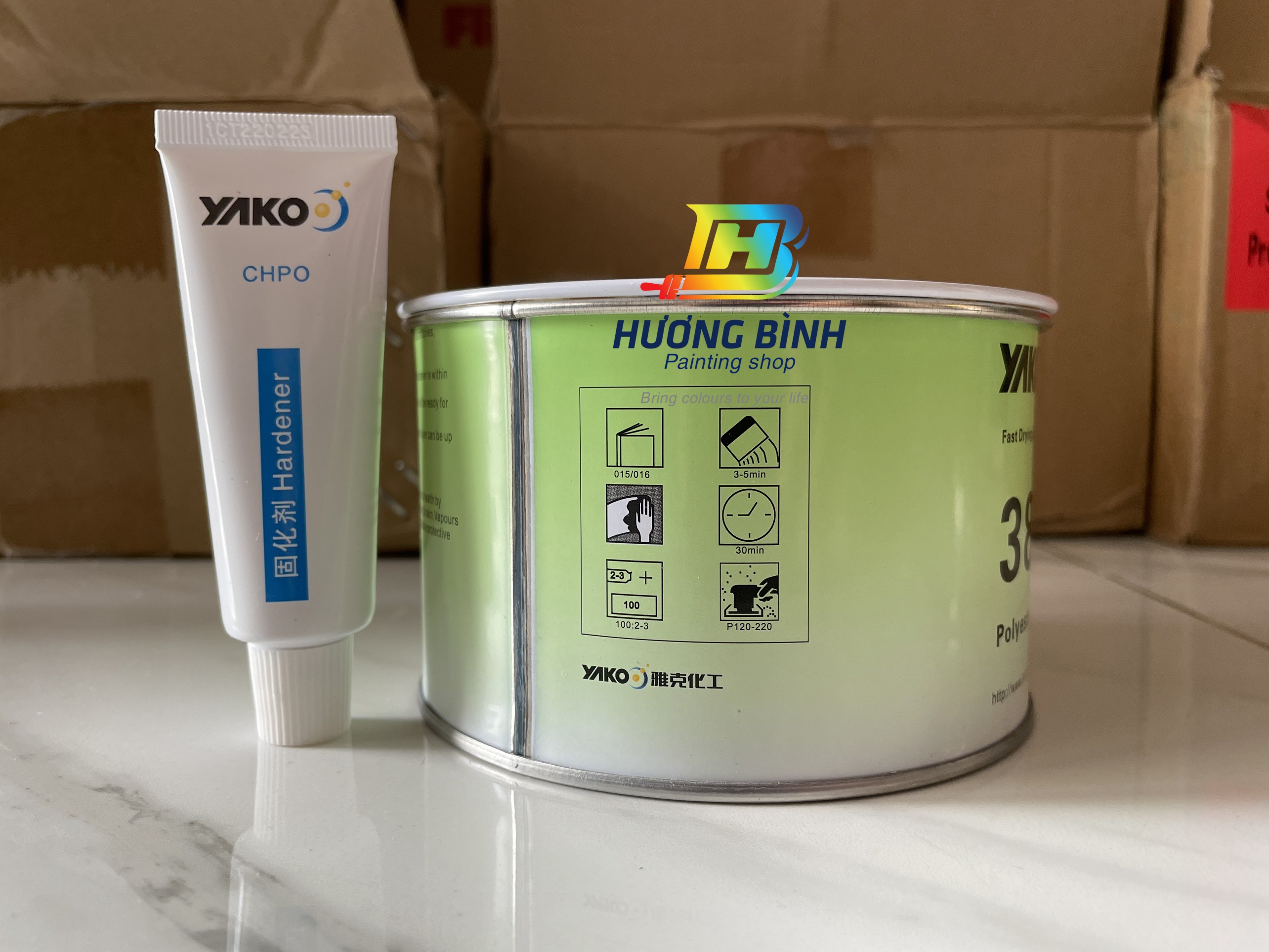 Bột bả, matit trám trét Yako 380 (bộ 1kg gồm chất đóng rắn)
