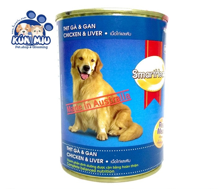 Thức ăn Pate cho chó Smartheart lon 400gr vị gà và gan