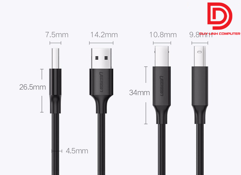 Cáp usb 2.0 to máy in Ugreen dài 5m 10329