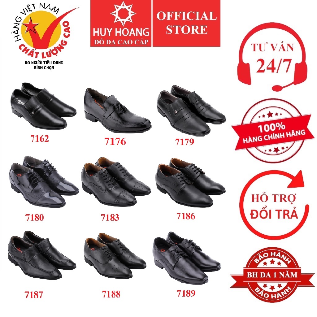 Giày tăng chiều cao da bò nhiều loại màu đen HK7162-76-79-80-83-86-87-88-89