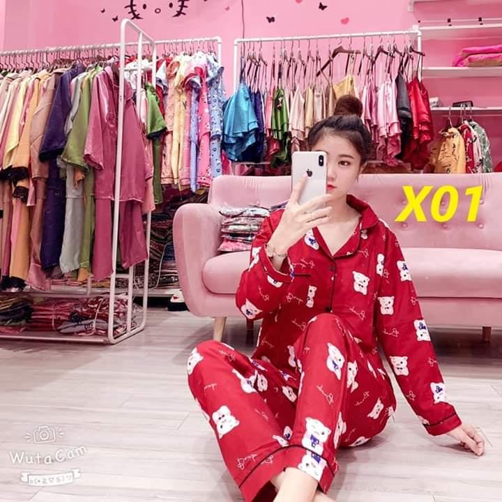 Bộ đồ pijama mặc nhà Đồ Bộ Pijama Tay Dài Vải Kate Thái Min Đẹp 43-60kg