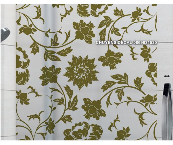 [HCM]Decal Dán Kính Cao Cấp - Hoa văn Cúc Xanh Rêu( 60x58cm )-DK7083