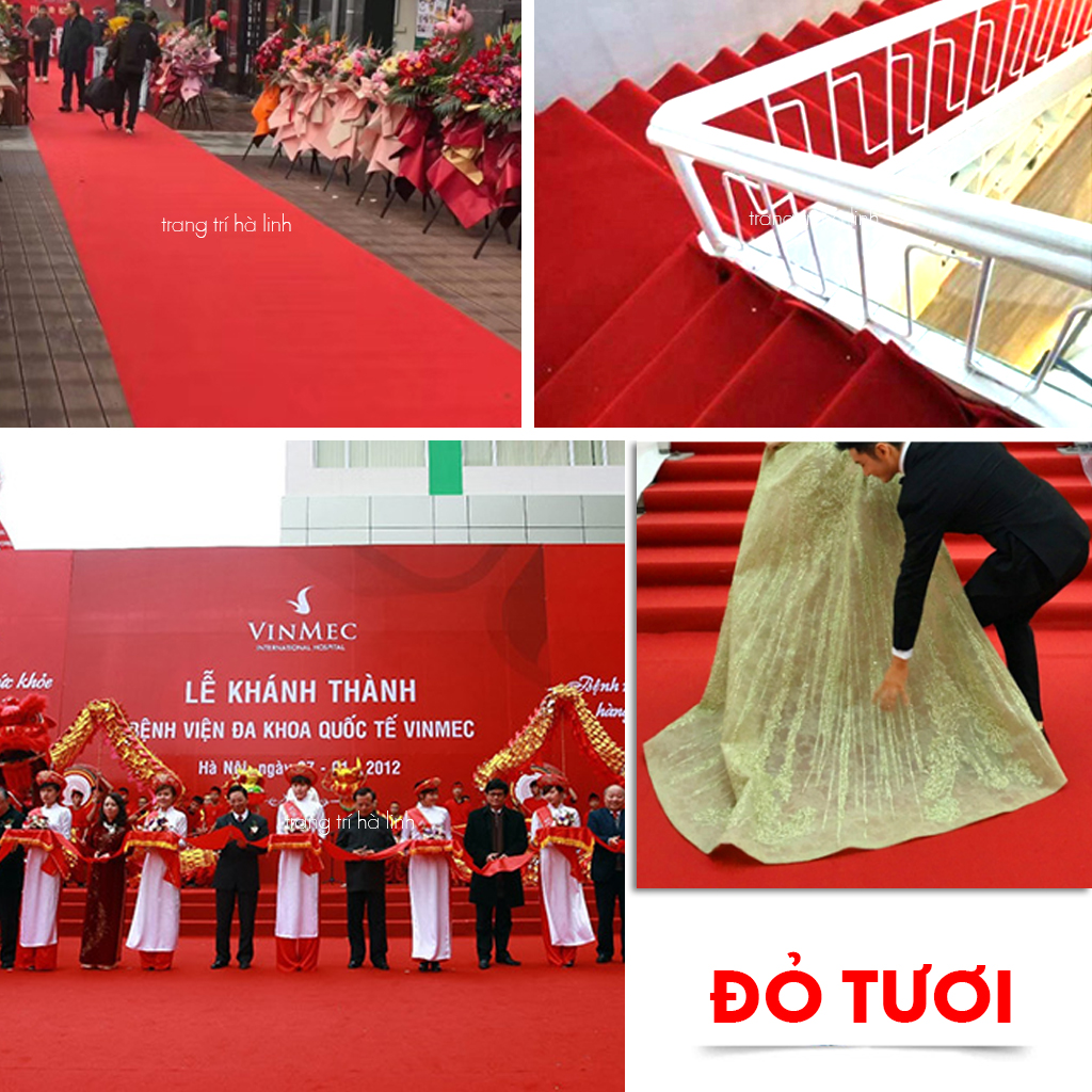 Thảm nỉ đỏ trải sàn , thảm nỉ sự kiện giá rẻ dạng cuộn trải sân khấu, hội trường, cầu thang, lối đi