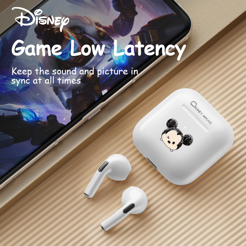 Disney F12 Bluetooth Tai Nghe Mini Không Dây Thể Thao Điện Tử Tai Nghe Gắn Tai Bluetooth Chống Ồn Chống Nước Với Hộp Sạc Mic Hỗ Trợ Cuộc Gọi Video IOS Android Thông Dụng