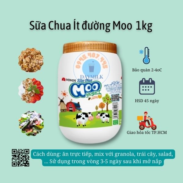 Sữa Chua Moo Yogurt 1 Kg Ít Đường
