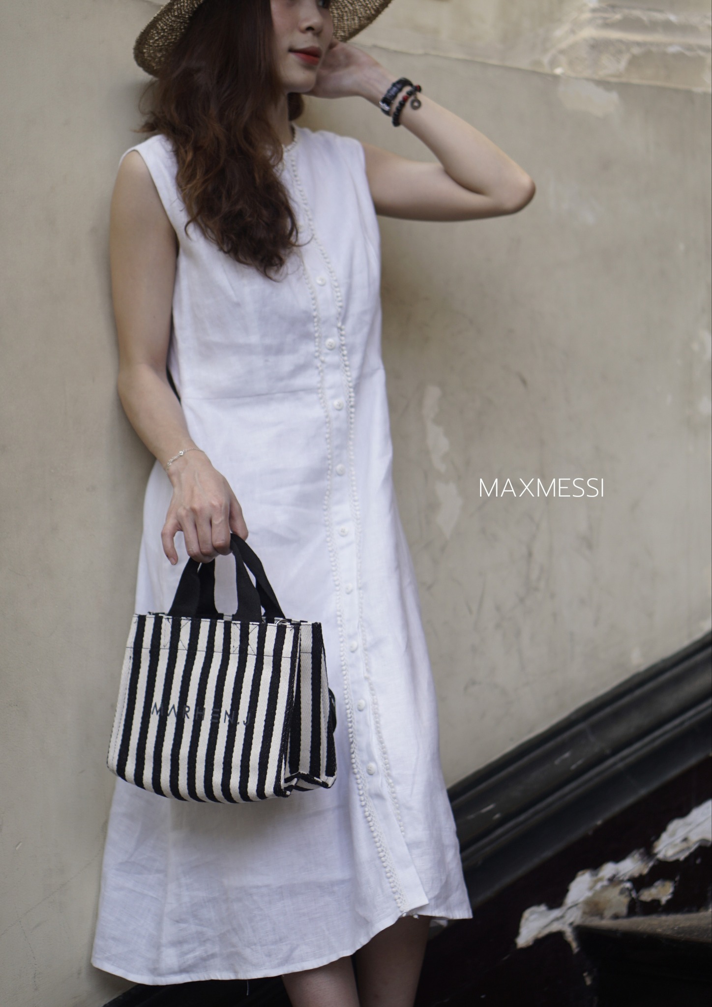Đầm linen phối ren-XAVIA MaxMessi