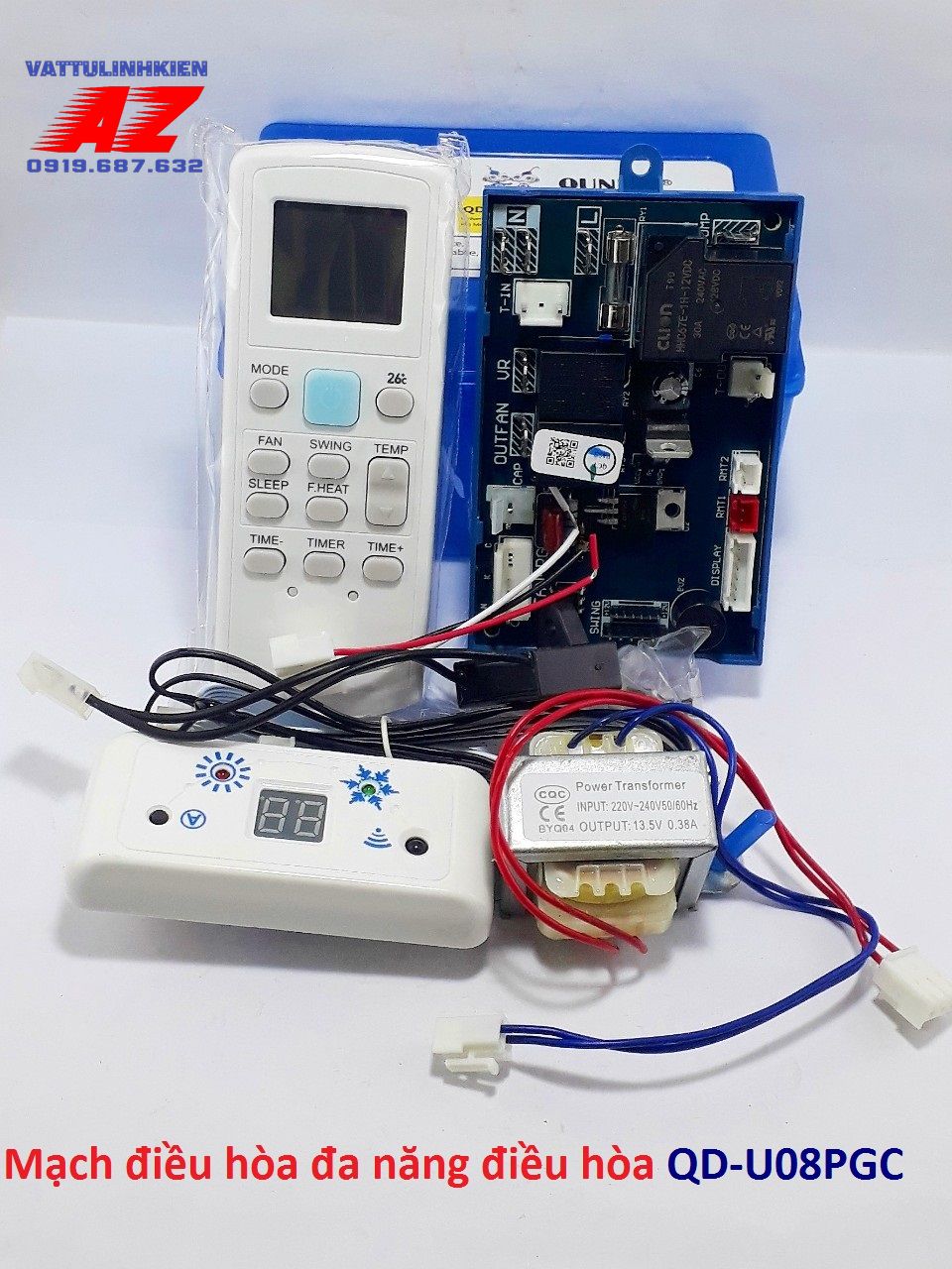 Mạch đa năng điều hòa hộp nhựa QD-U08PGC 5 dây có đèn hiển thị